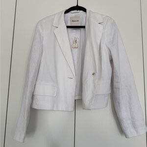 Madewell The Sutter Crop Blazer in White Linen